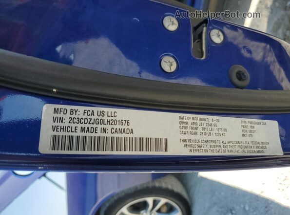 2C3CDZJG0LH201676 2020 DODGE CHALLENGER Синий Вид подкапотного пространства