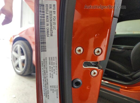 2C3CDZKG8MH587344 2021 DODGE CHALLENGER Orange Вид підкапотного простору