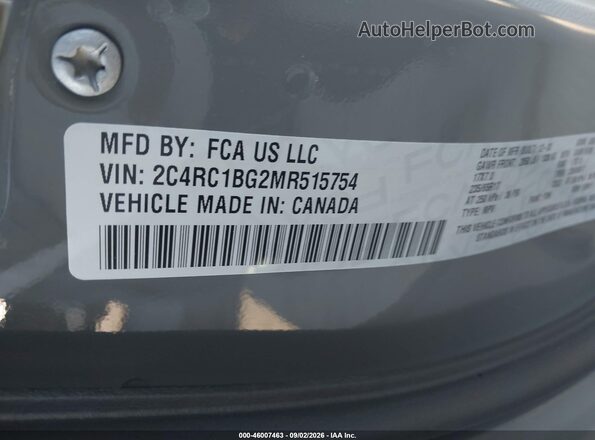 2C4RC1BG2MR515754 2021 CHRYSLER PACIFICA Gray Vista del compartimento del motor