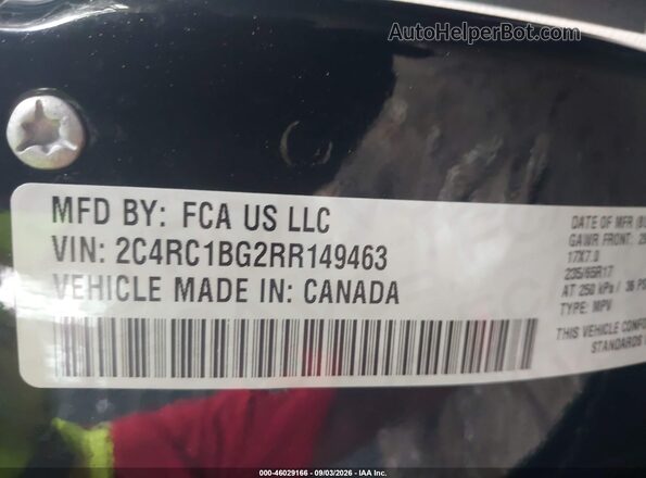 2C4RC1BG2RR149463 2024 CHRYSLER PACIFICA Black Շարժիչի բաժամունքի տեսք