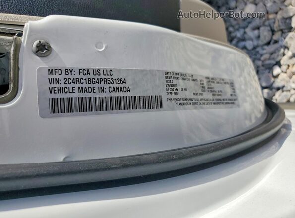 2C4RC1BG4PR531264 2023 CHRYSLER PACIFICA White Вид наклейки з VIN-кодом