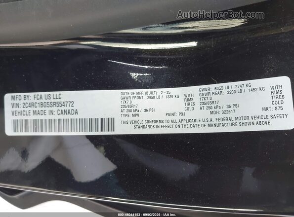 2C4RC1BG5SR554772 2025 CHRYSLER PACIFICA Black Engine compartment view