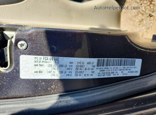 2C4RC1BG7GR133840 2016 CHRYSLER TOWN Charcoal Вид наклейки з VIN-кодом