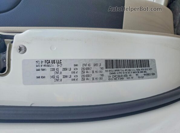 2C4RC1BGXJR110558 2018 CHRYSLER PACIFICA White VIN კოდის სტიკერის ხედი