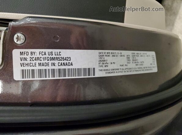 2C4RC1FG9MR526423 2021 CHRYSLER PACIFICA Gray Սալոնի 360 աստիճան տեսք