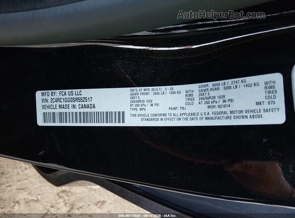 2C4RC1GG0SR552517 2025 CHRYSLER PACIFICA Black Շարժիչի բաժամունքի տեսք
