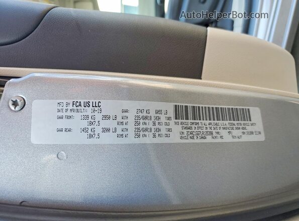 2C4RC1GG7LR125398 2020 CHRYSLER PACIFICA Silver VIN sticker view