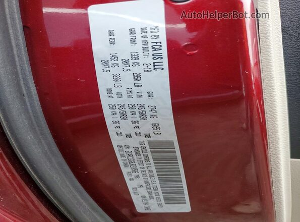 2C4RC1GG8JR210506 2018 CHRYSLER PACIFICA Red Вид наклейки з VIN-кодом