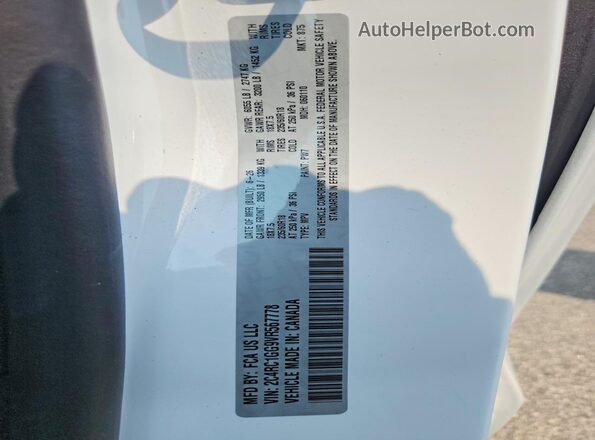 2C4RC1GG9VR567778 2027 CHRYSLER PACIFICA White Widok naklejki z numerem VIN