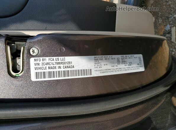 2C4RC1L79MR581281 2021 CHRYSLER PACIFICA Gray 360 interior view