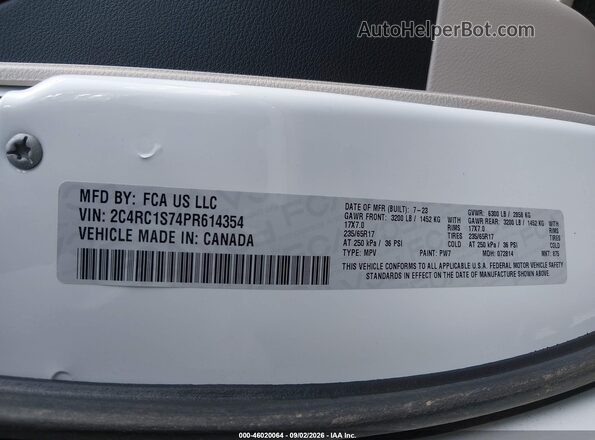 2C4RC1S74PR614354 2023 CHRYSLER PACIFICA White Engine compartment view
