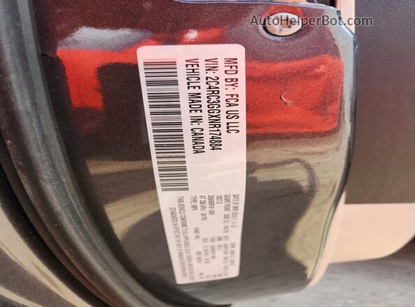 2C4RC3GGXNR174884 2022 CHRYSLER PACIFICA Серый Вид наклейки с VIN-кодом