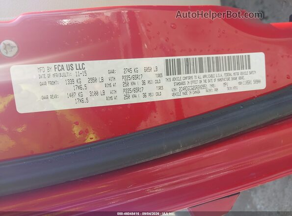 2C4RDGCG2GR202951 2016 DODGE GRAND CARAVAN Red ძრავის განყოფილების ხედი