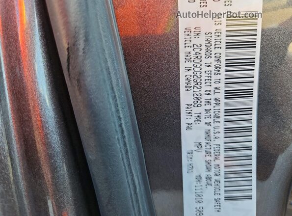 2C4RDGCG2GR212069 2016 DODGE GRAND Угольный Вид наклейки с VIN-кодом
