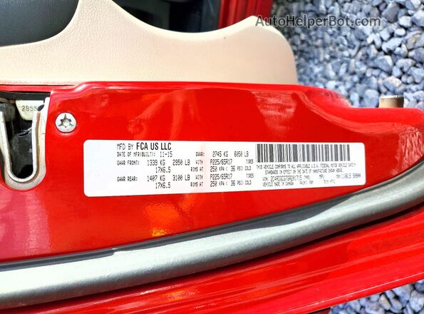 2C4RDGCG7GR201715 2016 DODGE GRAND Red VIN კოდის სტიკერის ხედი