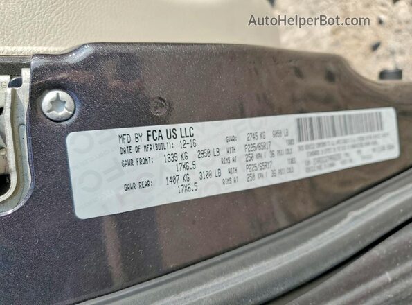 2C4RDGCG7HR662267 2017 DODGE GRAND Gray VIN sticker view