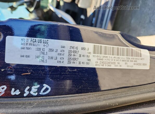 2C4RDGEG3HR760399 2017 DODGE GRAND Blue სალონის 360-გრადუსიანი ხედი