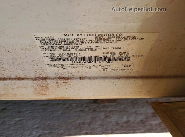 2FMHK6D86HBA13602 2017 FORD FLEX Белый Вид подкапотного пространства