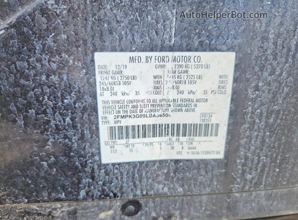2FMPK3G99LBA36508 2020 FORD EDGE Gray VIN կոդի պիտակի տեսք