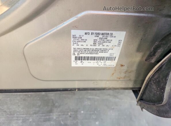 2FMPK3J93HBB57065 2017 FORD EDGE Tan Vista de la etiqueta del VIN