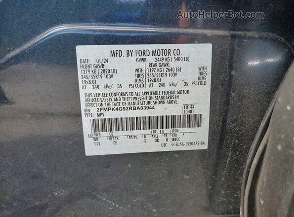 2FMPK4G92RBA83944 2024 FORD EDGE Blue VIN sticker view