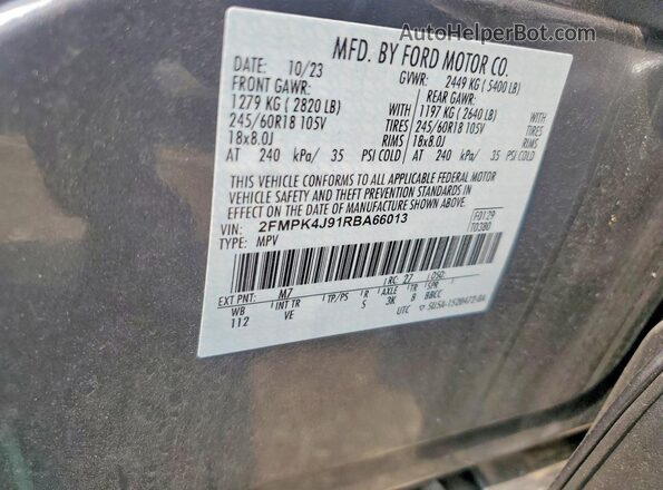 2FMPK4J91RBA66013 2024 FORD EDGE Charcoal Вид підкапотного простору