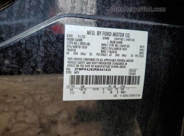 2FMPK4J92RBA61435 2024 FORD EDGE Black VIN კოდის სტიკერის ხედი
