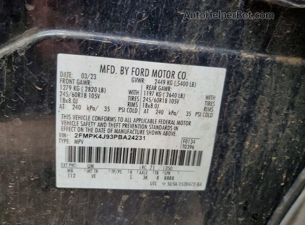 2FMPK4J93PBA24231 2023 FORD EDGE Black Вид підкапотного простору