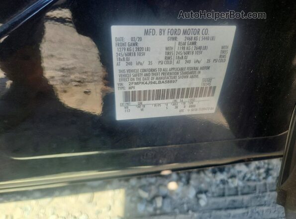 2FMPK4J94LBA58897 2020 FORD EDGE Black Widok wnętrza 360 stopni