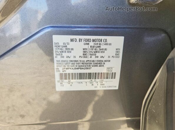 2FMPK4J94PBA25937 2023 FORD EDGE Серый Вид подкапотного пространства