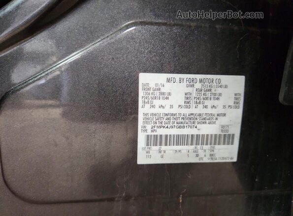 2FMPK4J97GBB17074 2016 FORD EDGE Black VIN sticker view