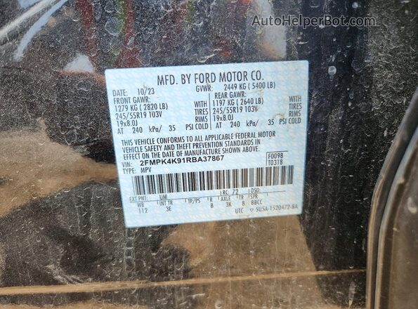 2FMPK4K91RBA37867 2024 FORD EDGE Black Widok komory silnika
