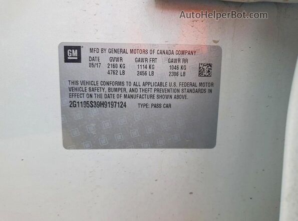 2G1105S39H9197124 2017 CHEVROLET IMPALA White Вид підкапотного простору
