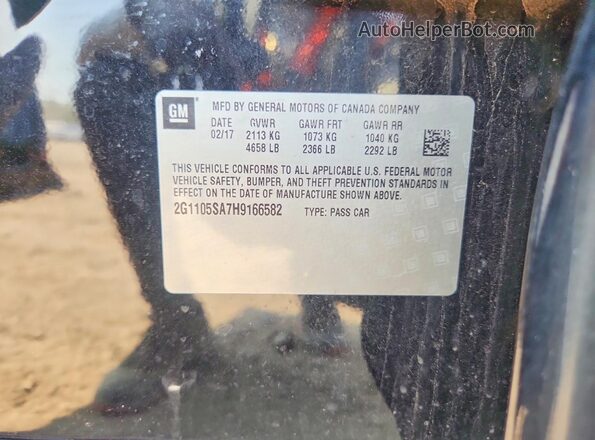 2G1105SA7H9166582 2017 CHEVROLET IMPALA Black VIN sticker view
