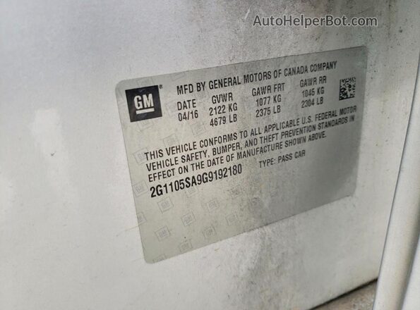 2G1105SA9G9192180 2016 CHEVROLET IMPALA Серебряный Вид подкапотного пространства