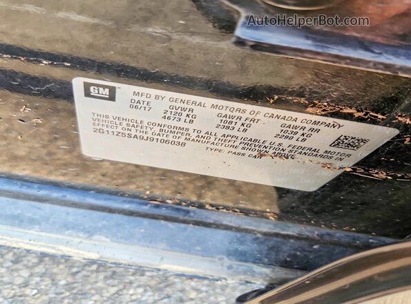 2G11Z5SA9J9106038 2018 CHEVROLET IMPALA Черный Вид подкапотного пространства