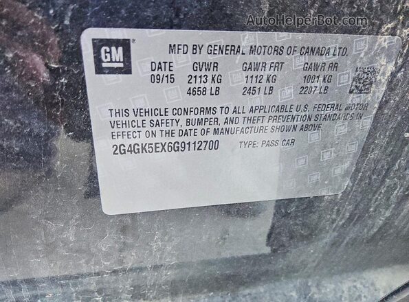 2G4GK5EX6G9112700 2016 BUICK REGAL Black Widok komory silnika