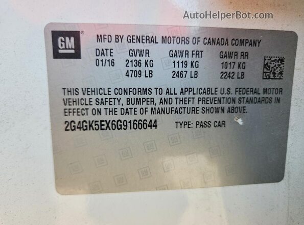 2G4GK5EX6G9166644 2016 BUICK REGAL White Engine compartment view