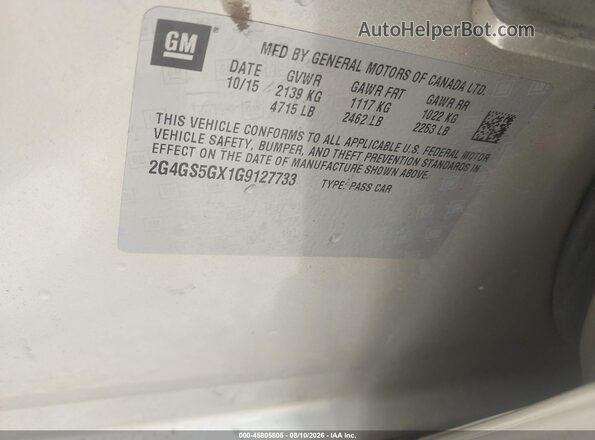 2G4GS5GX1G9127733 2016 BUICK REGAL Бежевый Вид подкапотного пространства