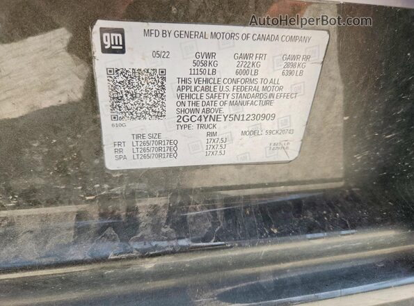 2GC4YNEY5N1230909 2022 CHEVROLET SILVERADO Brown Engine compartment view
