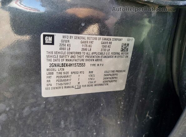 2GNALBEK4H1572553 2017 CHEVROLET EQUINOX Gray Вид підкапотного простору