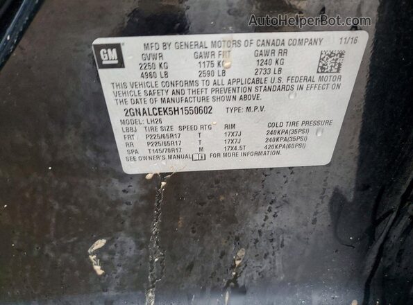 2GNALCEK5H1550602 2017 CHEVROLET EQUINOX Black Vista de la etiqueta del VIN
