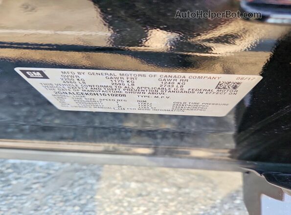 2GNALCEK6H1610208 2017 CHEVROLET EQUINOX Black VIN կոդի պիտակի տեսք
