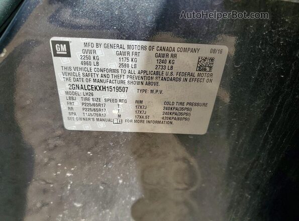 2GNALCEKXH1519507 2017 CHEVROLET EQUINOX Gray Engine compartment view