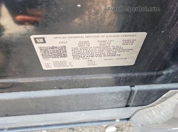 2GNAXHEV2L6162072 2020 CHEVROLET EQUINOX Black Widok naklejki z numerem VIN