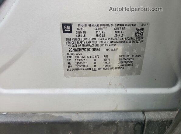 2GNAXHEV7J6196554 2018 CHEVROLET EQUINOX Серебряный Вид подкапотного пространства