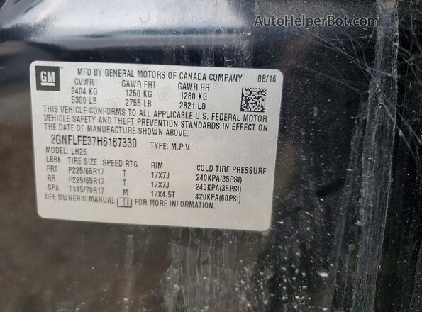 2GNFLFE37H6167330 2017 CHEVROLET EQUINOX Черный Вид наклейки с VIN-кодом