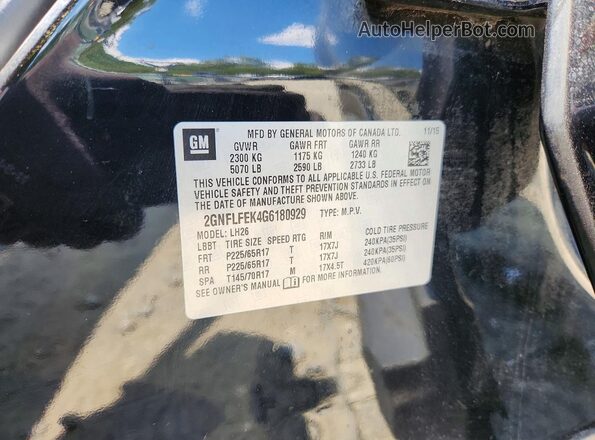 2GNFLFEK4G6180929 2016 CHEVROLET EQUINOX Black Widok naklejki z numerem VIN