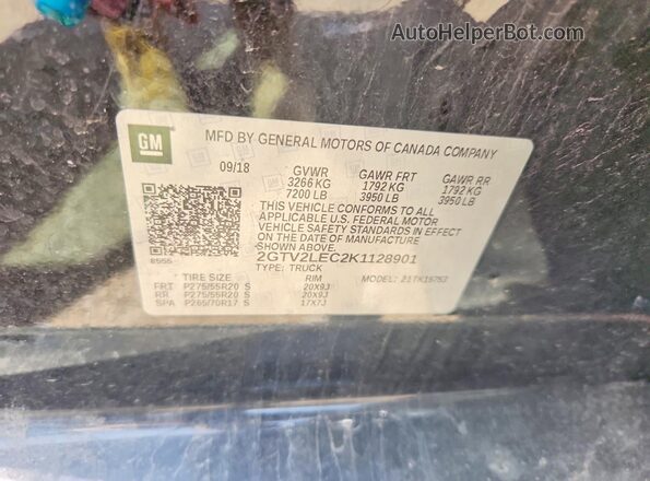 2GTV2LEC2K1128901 2019 GMC SIERRA Black VIN կոդի պիտակի տեսք
