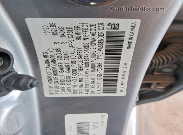 2HGFC1E52LH708666 2020 HONDA CIVIC Silver Widok naklejki z numerem VIN
